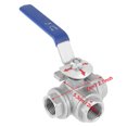 thumbnail image 2 of 3 Way Type Balls Valve, Stainless Steel Pipe T Port Balls Valve Female Thread Dn15 for Water Oil And Gas with Long Handle, 2 of 9