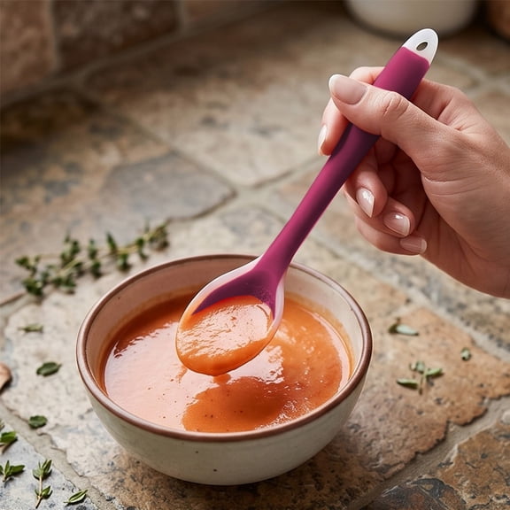 YFGEFTR Small Silicone Spoons, Silicone Mixing Spoons for Baking/Cooking/Tasting, Heat Resistant & Nonstick(1Pcs)