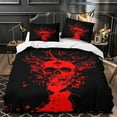 thumbnail image 3 of Skeleton Duvet Cover With Pillowcases Gothic Print Bedding With Zipper Closure Soft Microfiber Duvet Cover Single, 3 of 5