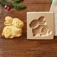 thumbnail image 4 of Wooden Rabbit Cookie Mold - 3D Embossing Baking Mold for Gingerbread, Biscuits, and DIY Crafts, Christmas Thanksgiving Halloween Kitchen Baking Tool with Intricate Carved Design, 4 of 5