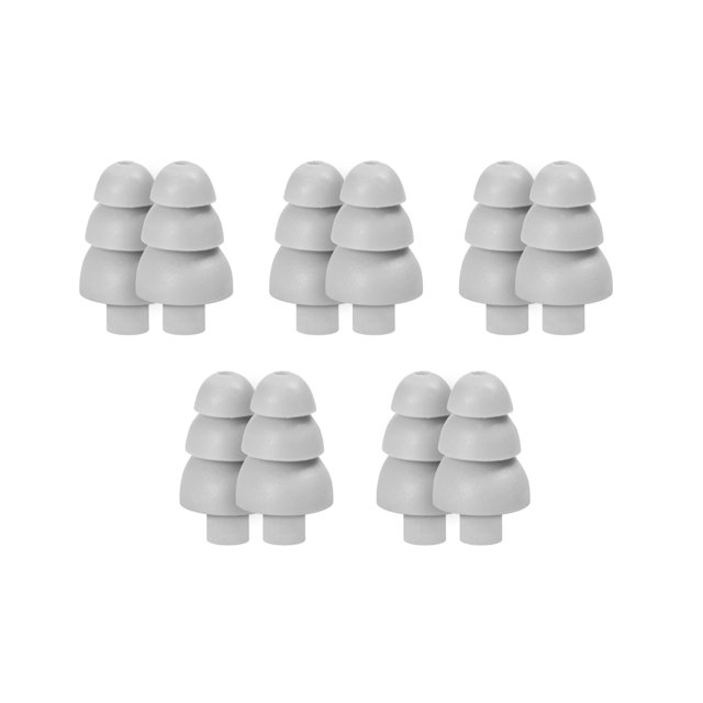 Tapones Etymotic de silicona con triple brida, color gris, paquete de 10 unidades, tamaño grande