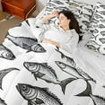 thumbnail image 3 of Manfei River Fish Bedding Comforter Set 7pcs, Rustic Lodge Cabin Full Bedding Set, Fishing Hunting Fitted Sheet Flat Sheet, Ultra Soft Home Decor, 3 of 7