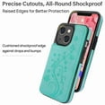 thumbnail image 6 of Dteck for iPhone 13 Mini Wallet Case with Card Holder, Butterfly Flower Embossed Faux Leather Kickstand Card Slots Case, Handmade Shockproof Protective Slim Soft Flip Phone Case 2021 5.4", Mint, 6 of 6