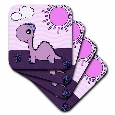 

Cute Baby Purple Dinosaur Scene set of 4 Coasters - Soft cst-13796-1