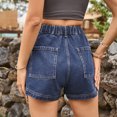 thumbnail image 7 of Women's Casual Denim Shorts High Rise Distressed Jeans Shorts Vintage Elastic High Waisted Loose Fit Hot Short Summer, 7 of 7