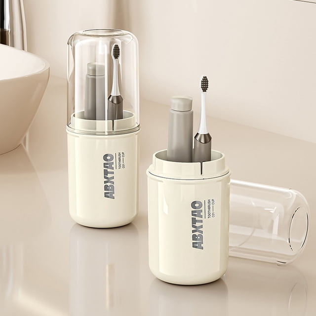 Taza de cepillo de dientes de viaje | Estuche de almacenamiento dental portátil | Taza de gárgaras de plástico a prueba de fugas | Sostiene Cepillo de dientes, pasta de dientes, artículos de tocador