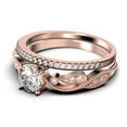 thumbnail image 4 of Dazzling Boho & hippie 1.75 Carat Round Cut Diamond Moissanite Classic Inspired Engagement Ring, Unique Twist Band Wedding Ring in 10k Solid Rose Gold, Promise Ring, One Matching Band, 4 of 4