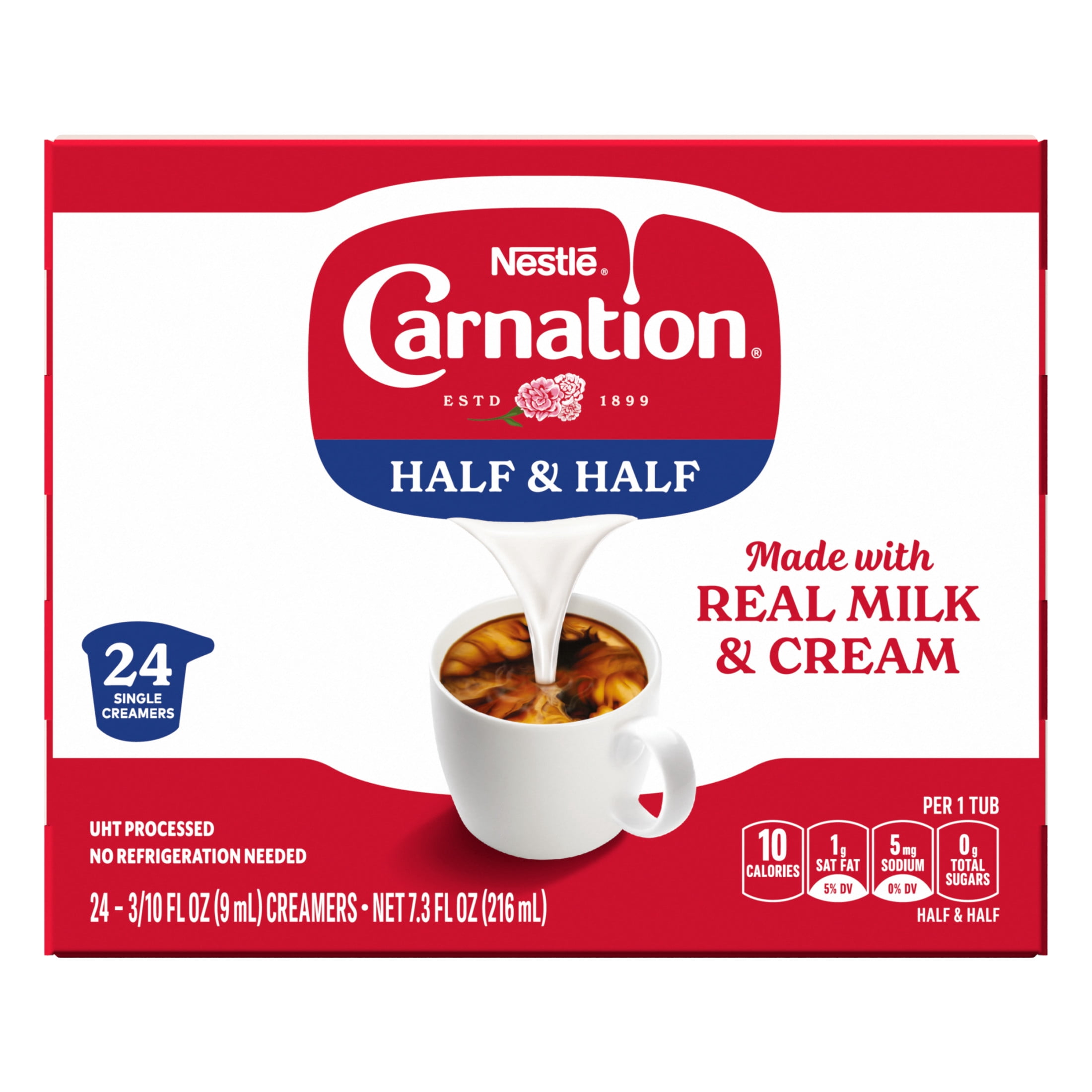 Nestlé Carnation Half & Half Creamer, Shelf Stable Creamer, Cream for Coffee, 24 CT 9 fl oz