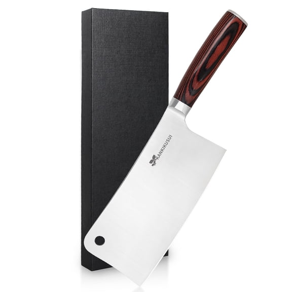 All-purpose Chinese Kitchen Knife 7 inches, One Chinese Kitchen Knife Meets the Needs of the Entire Kitchen, Ultra Sharp, High Carbon Stainless Steel, Colored Wood Ergonomic Handle