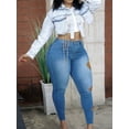 thumbnail image 2 of LovelyWholesale Women's Plus Size Mid Waist Stretchy Ripped Jeans, 2 of 4
