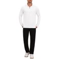 thumbnail image 2 of INSPIRE CHIC Men's 1/4 Pullover Zip Long Sleeve Sun Protection Athletic T-Shirts M White, 2 of 6