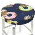 thumbnail image 3 of Daiia Sloth with Donuts Stool Covers Round,Round Bar Stool Covers Waterproof Bar Chair Covers Washable Stool Cushion Slipcover for 12-14 Inch Chair-13 inch, 3 of 7