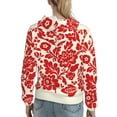 thumbnail image 7 of Fotbe Flowers Red Beige Pattern Womens Long Sleeve Hoodie, Pullover Hooded Sweatshirt, Kangaroo Pocket Hoodie with Eye-catching Drawstrings-XX-Large, 7 of 7