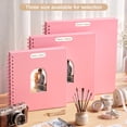 thumbnail image 5 of RECUTMS 10x10 inch Scrapbook Photo Album, Hardcover Kraft Paper Arch Window Photo, 60 Pages Personalized Scrapbook as Gifts for Wedding,Baby (Pink), 5 of 10