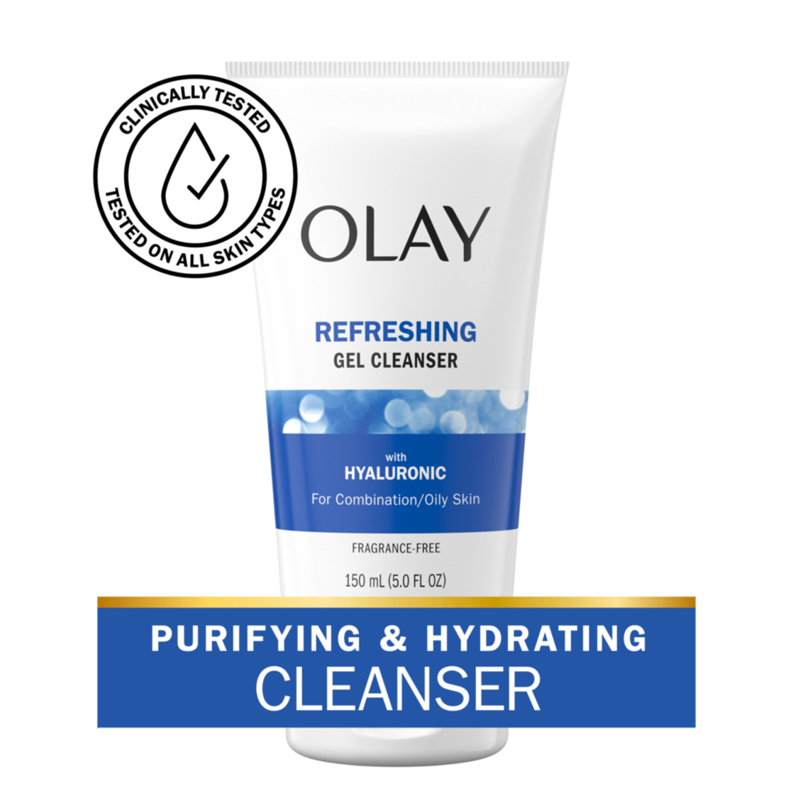 Olay Regenerist Hyaluronic + Peptide 24 Face Wash, Fragrance-Free, for All Skin Types, 5.0 oz