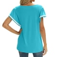 thumbnail image 3 of Blusa con mangas cortas con volantes, camisa con mangas cortas con volantes Dolman Camisa con mangas cortas con volantes de color puro confeccionada con cuidado, 3 of 5