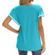 thumbnail image 3 of Camisa de manga con volantes Dolman Cuello en V Color puro Elástico Suelto Transpirable Top de verano para mujer Azul L, 3 of 5