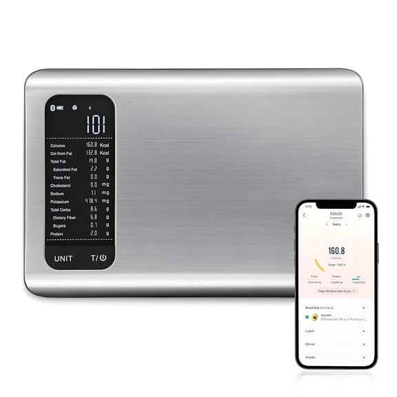 GJX 2026 New Smart Food Kitchen Scale with Nutritional Calculator,Free App with 19 Nutrients Tracking,Calorie,Macro,Digital Grams and Ounces for Weight Loss,Premium Stainless Steel,11Lb