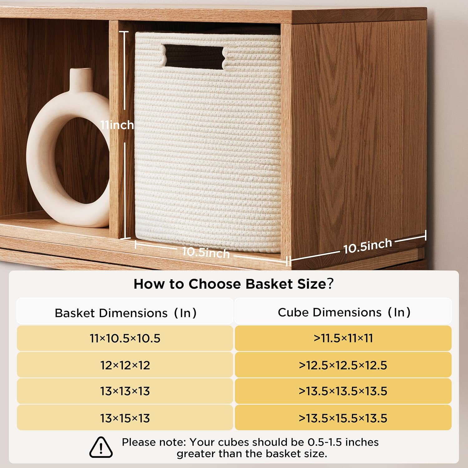 Set of 4 Storage Bins - 11 X 10.5 X 10.5 in, Cotton Rope Bins for Shelves, Toys, Books, Cube Storage with Handles, Woven Black Basket for Organizing