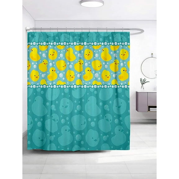JOOCAR Cute Rubber Duck Yellow Cartoon Duckies Polyester Shower Curtain for Bathroom Decor, 72"x72 "