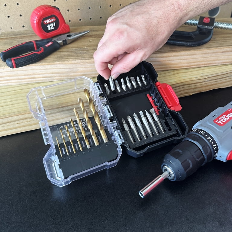 Hyper Tough Drill & Drive Set with Titanium Coated Bits 22-Piece
