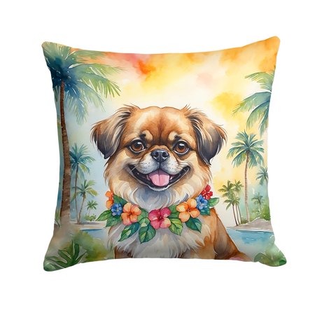 Tibetan Spaniel Luau Throw Pillow 14 in x 14 in