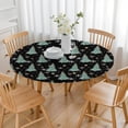 thumbnail image 3 of Black Christmas Tree Pattern Round Fitted Tablecloth with Elastic Edge,Dining Table Cover Waterproof,Outdoor Round Tablecloth for Camping,Dining,Indoor and Outdoor, 3 of 7