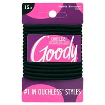 Goody Hair Elastics, Braided Design No Damage Hair Ties, All Hair Types, Black, 15 Ct