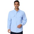 thumbnail image 1 of Lars Amadeus Camisa de lino para hombre, manga larga, informal, con botones, para playa, cargo Azul claro M Unique Bargains Camisa, 1 of 5