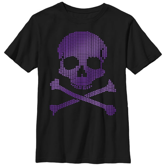 Boy's Lost Gods Halloween Circle Print Skull and Crossbones  Graphic Tee Black X Large