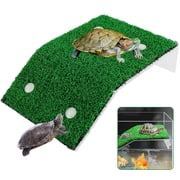 Lieonvis Turtle Basking Platform with Simulation Turf Turtle Resting Terrace with Simulation Cup Turtle Floating Dock Enhance Fitness Tortoise Ramp Ladder for Aquarium Fish Tank