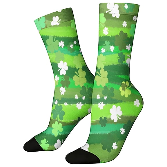 QASIEATN Women's Festival Clothing Essentials St. Patrick's Day Green Crew Socks for Women Fashion Shamrock Graphic Stockings Dress Up Party Accessories