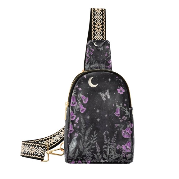 FORMRS Womens Crossbody Sling Bag Travel Daypack Shoulder Chest Backpack, Gothic Floral Print
