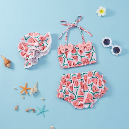 

Gubotare Toddler Baby Girl s 3 Piece Swimsuits Watermelon Prints Bikini Bathing Suit Briefs Girls Swimsuit Size 14 16 Girls Pink 12-18 Months