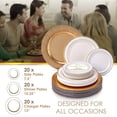 thumbnail image 2 of Wedding Disposable Dinnerware Set | 20 Chargers, 20 Dinner Plates and 20 Salad Plates | Golden Glare Collection (Ivory/Gold), 2 of 7