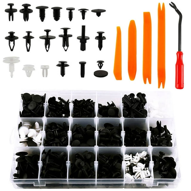 CAROOTU 435Pcs Corps de Voiture Garniture Clips de Retenue Ensemble Rivets de Pare-Chocs Panneau de Vis Kit de Fixation de Poussée avec Boîte de Stockage