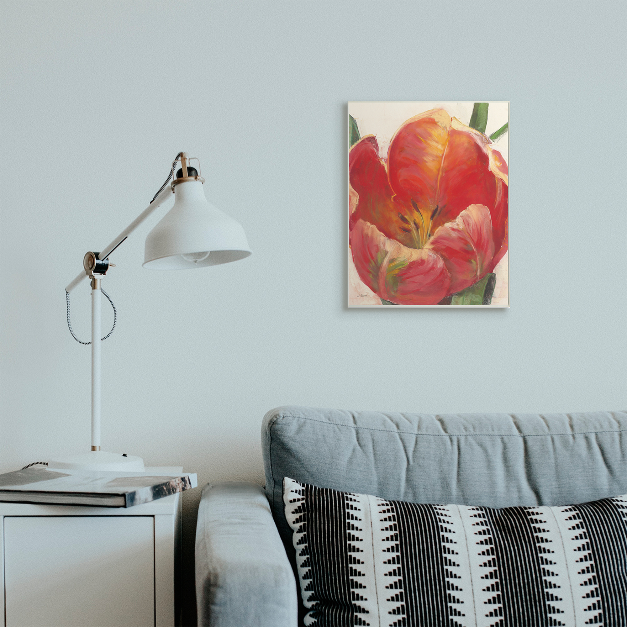 Stupell Industries Soft Red Tulip Floral Close-Up Petal Detail Wall Plaque, 13 x 19, Design by Carol Rowan