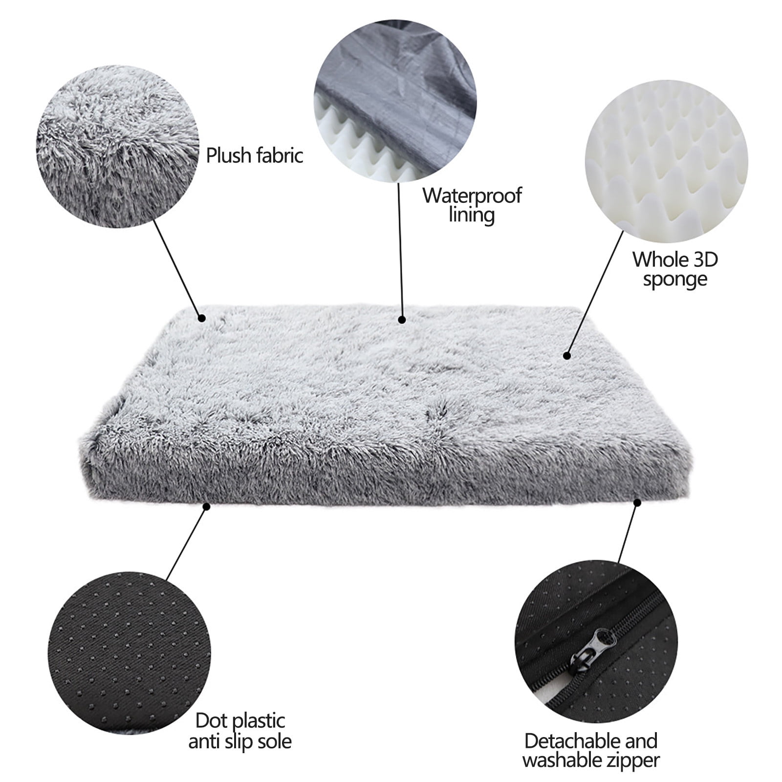Dog Bed Orthopedic Dog Bed Plush with Carton Foam Cotton Removable Cover Washable Non-slip Bottom Suitable for Large, Medium And Small Dogs and Cats