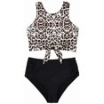 thumbnail image 2 of Conjunto de tankini con nudo para mujer Trajes de baño lindos de 2 piezas de cintura alta con pliegues Ormromra WRMH-1300-8, 2 of 7