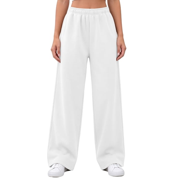 Sevevn Women's Fall Solid Loose-Fit Wide-Leg Sweatpants, Comfortable Athletic Outdoor Casual Pants with Side Pockets