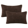 thumbnail image 4 of Fluffy Corduroy Velvet Solid Color Suqare Cusion Accent Decorative Throw Pillow for Couch, 12" x 20", Dark Brown, 2 Pack, 4 of 6