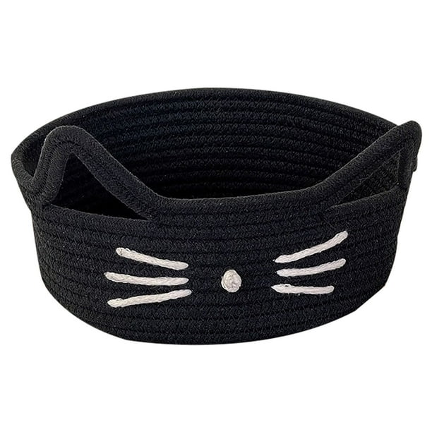 Cestas Tejidas para Almacenamiento Cesta de Almacenamiento de Hilo de Algodón de Oído de Gato, Casa de la Oficina, Cosméticos, Snacks, Artículos Diversos, Caja de Almacenamiento de Escritorio Tejida O