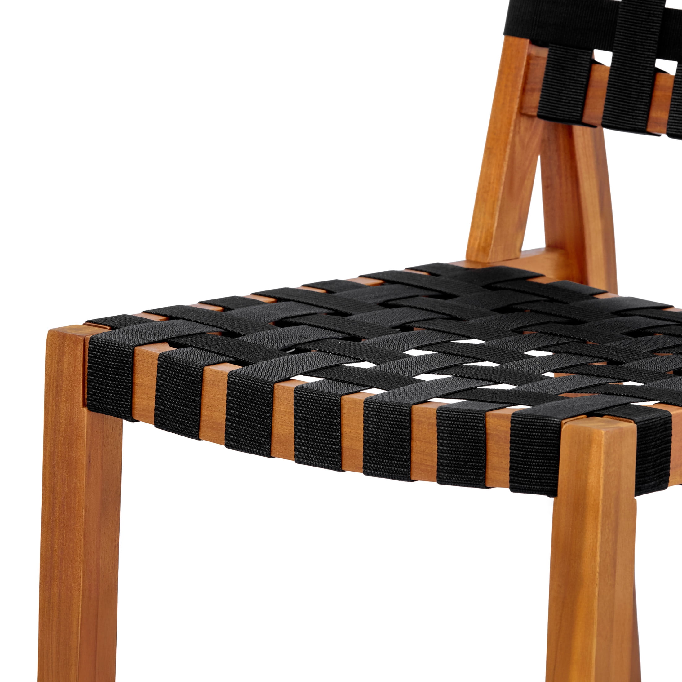 Christopher Knight Home 46"H Wooden Rope Back Outdoor Bar Height Dining Chair Set of 2, Teak+Black