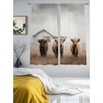 thumbnail image 3 of Highland Cows Sheer Curtains 2 Panels Set Retro Farmhouse Animals Fence Barn Sheer Window Curtains Light Filtering Rod Pocket Voile Drapes for Bedroom Living Room 52"x63", 3 of 9