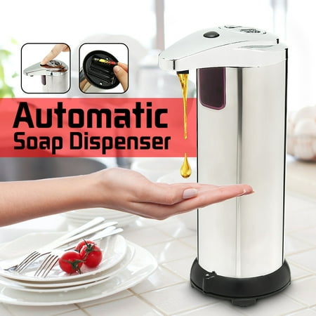 TAPCET Automatic Soap Dispenser IR Sensor Touchless Stainless Steel Hand Soap Dispenser Soap Dispenser Waterproof Base for Kitchen Bathroom,