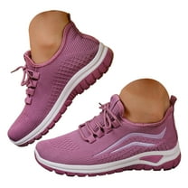 Womens Sneakers Antislip Slip on Woven Mesh Nursing Shoes Casual Lace up Lightweight Tennis Walking Shoes Purple Size 9