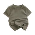 thumbnail image 4 of Quealent Boys Short Sleeve Shirts Kids Summer Crewneck T-Shirts Casual Tops Tees (Army Green, 6-7 Years), 4 of 5