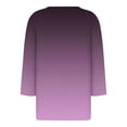 thumbnail image 3 of Women's 3/4 Sleeve V-Neck Collared Tops Fall Dressy Summer Tops Gradient Color Trendy Loose Fit Work Blouses, 3 of 5