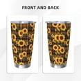 thumbnail image 3 of Daiia Brown Blue Plaid Sunflower Printed 20oz Insulated Coffee Cup with Straw Topper, Fully Spill Proof Travel Coffee Mug, Stainless Steel Tumbler for Work Home Outdoor Car-Straw Three-piece Set, 3 of 8