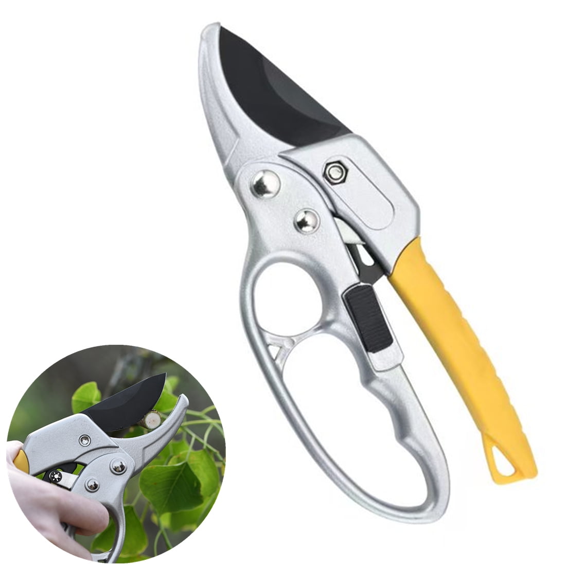 Yajuhoy 8' Professional Ratchet Anvil Pruning Shears, Ratcheting Mechanism, Anvil Groove Design, Reinforced Design Handle, Garden Shears Clippers, Anvil Pruner, Hand Tools Scissors Loppers